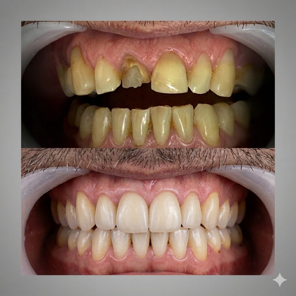 Antes e depois de paciente 3